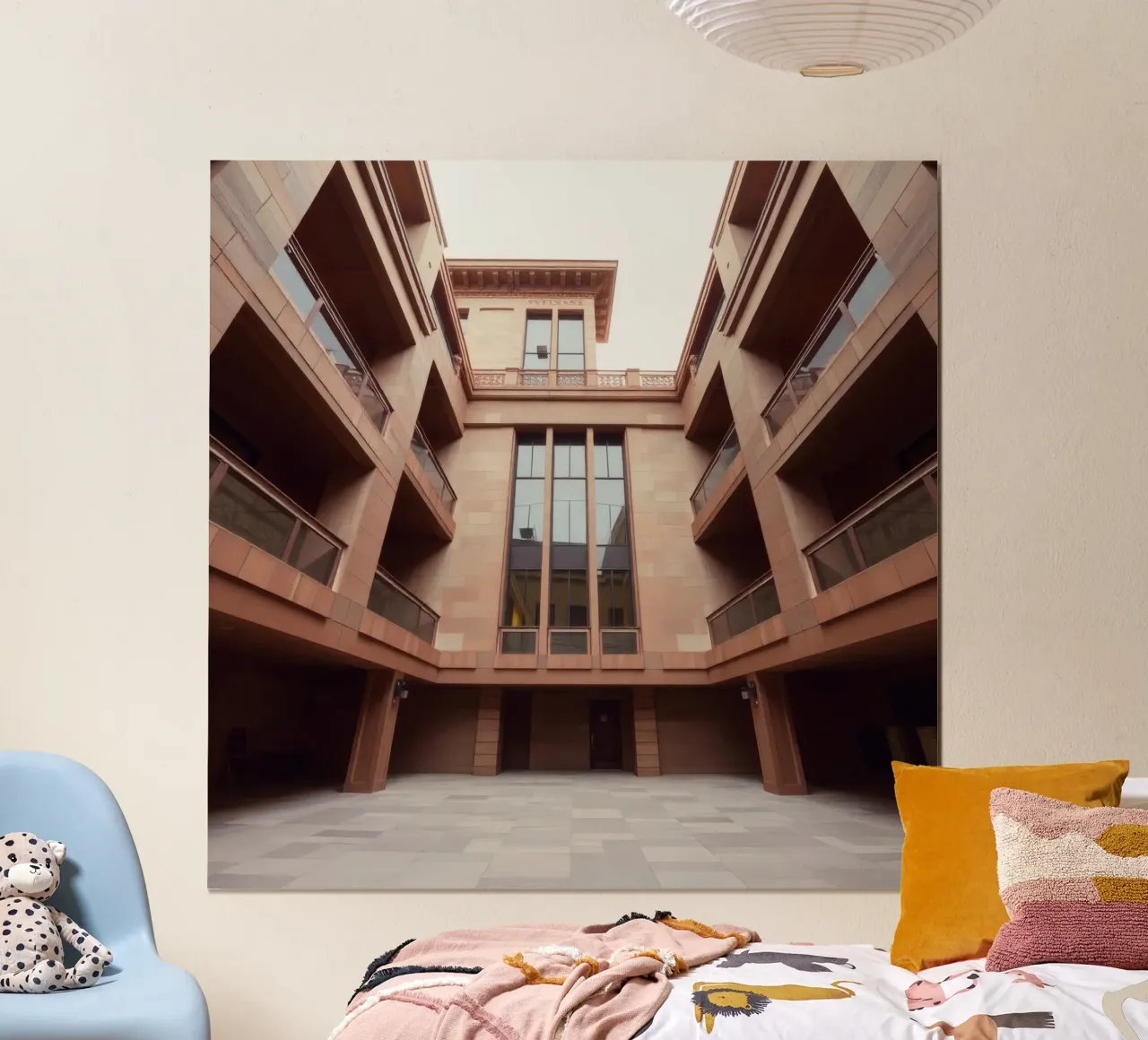 L'architettura moderna mette in mostra un cortile tranquillo carta hahnemühle da DesignDoodle