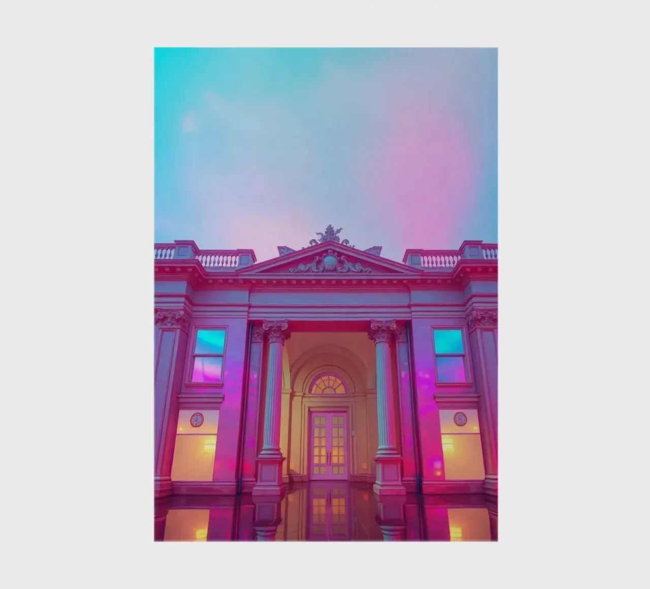 Stunning architectural view of a historic building illuminat notebook by DesignDoodle
