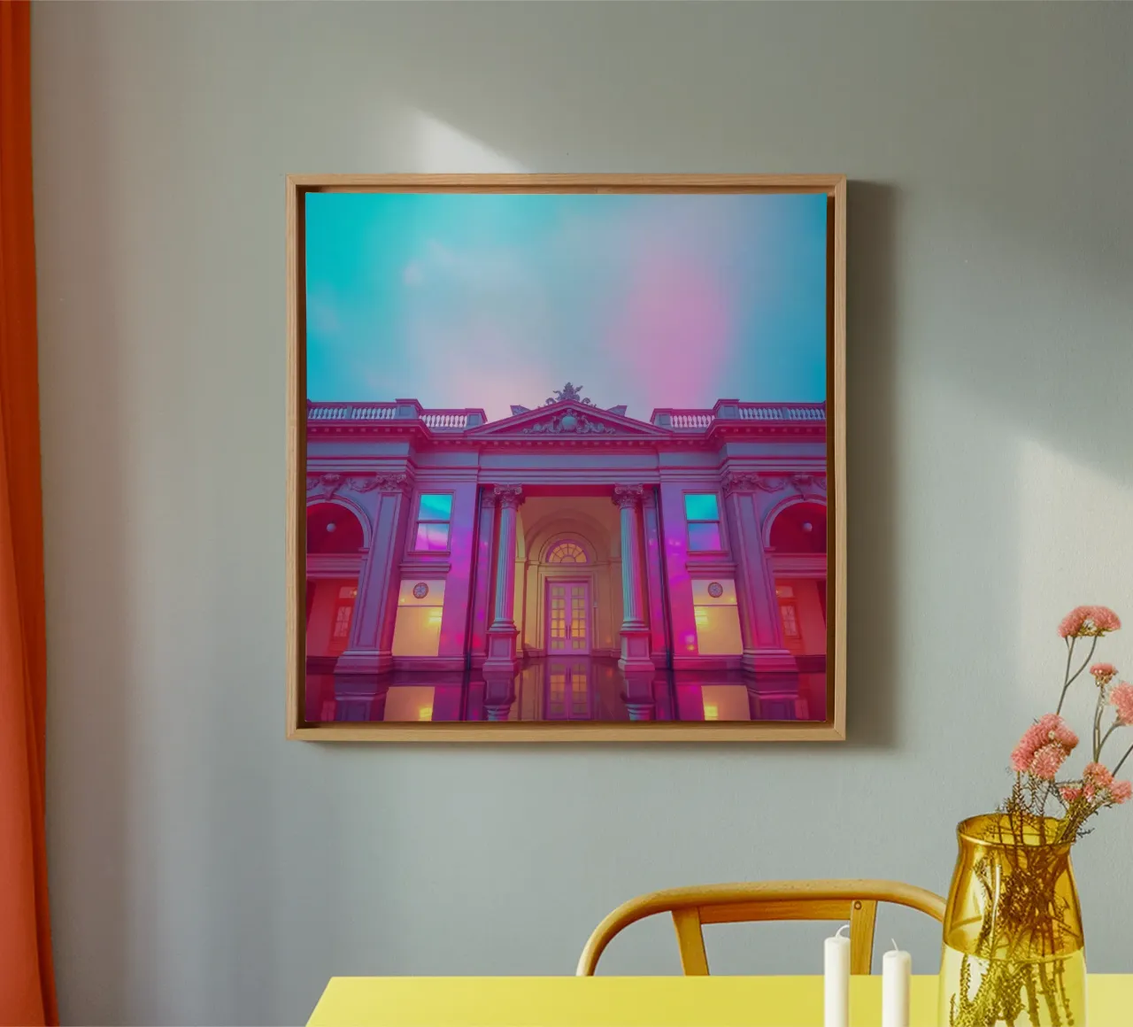 Stunning architectural view of a historic building illuminat canvas by DesignDoodle