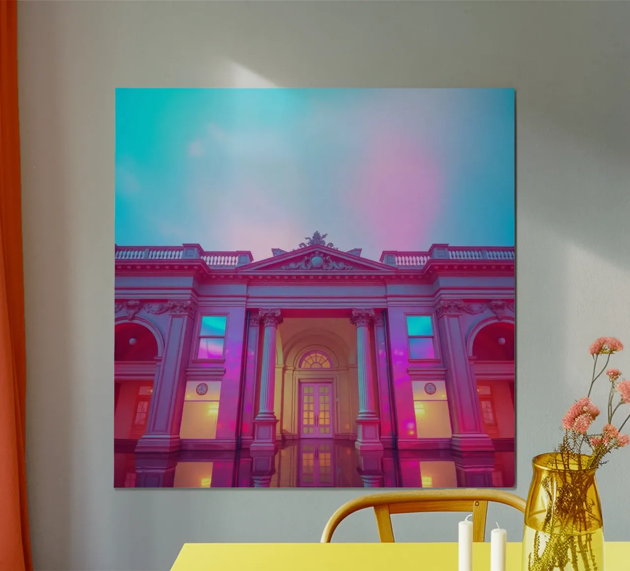 Vue architecturale étonnante d'un bâtiment historique illuminé hahnemühle de DesignDoodle
