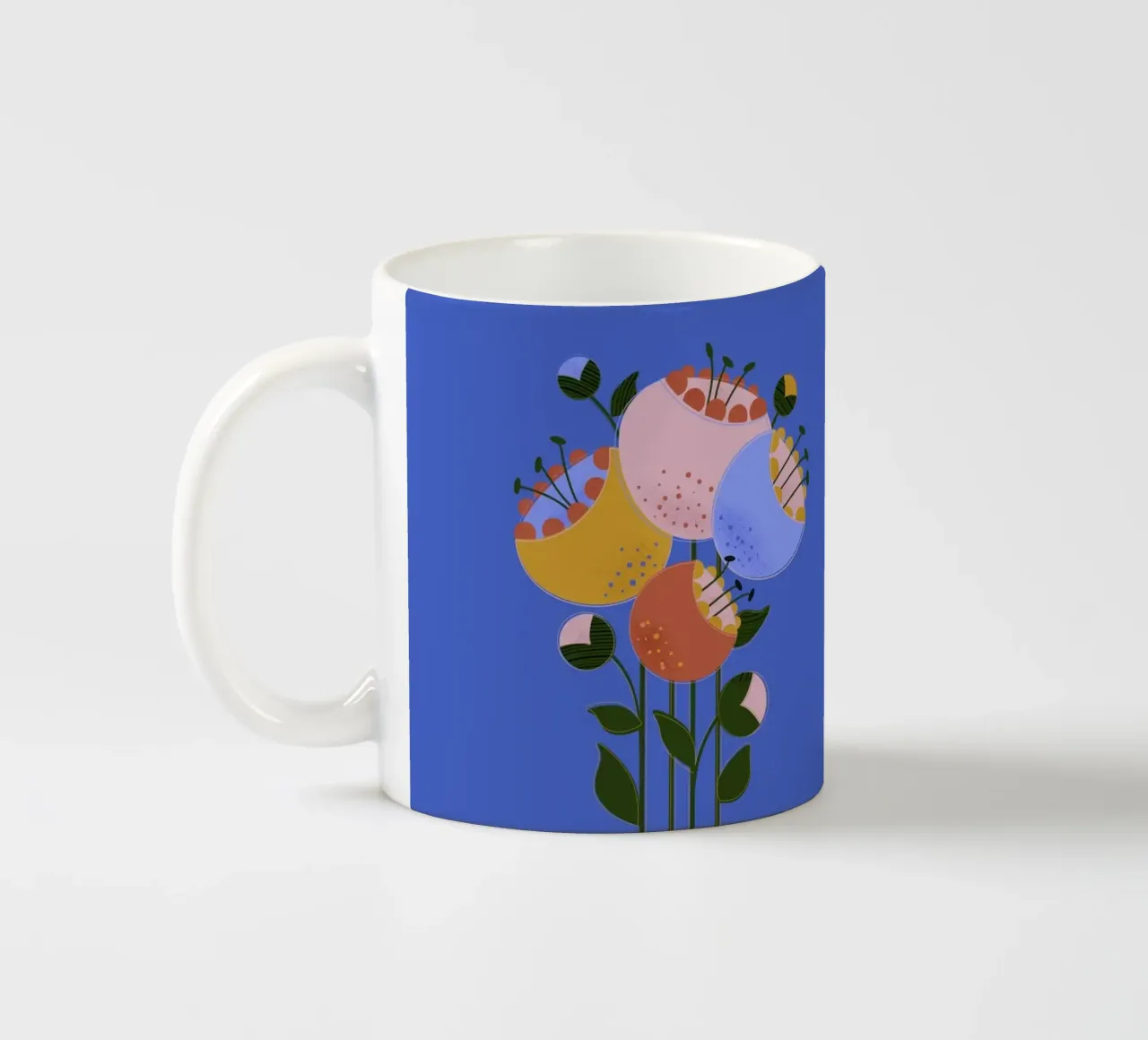 Moderne abstracte bloemenprint - Kleurrijk wanddecor keramische mok van showmemars