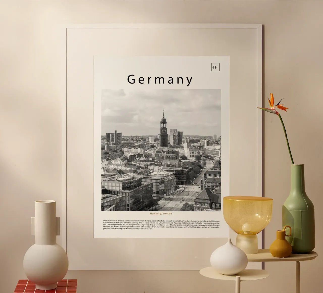 Arte da parete da Amburgo, Germania poster con telaio in plastica da ✈ world in frame