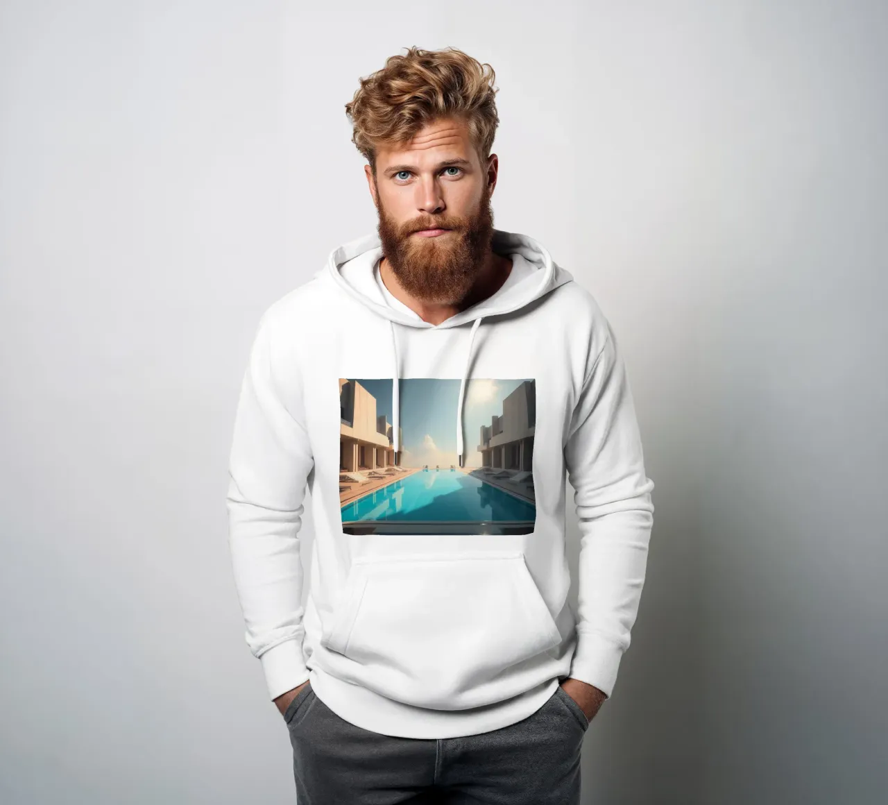 Piscina a sfioro in un resort di lusso felpa con cappuccio da DesignDoodle