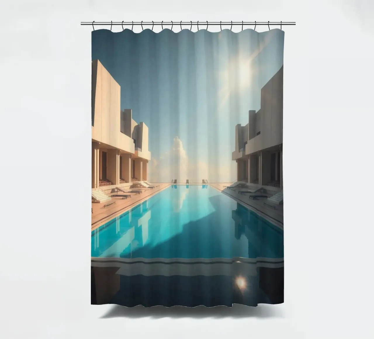 overloopzwembad in een luxe resort douchegordijn van DesignDoodle