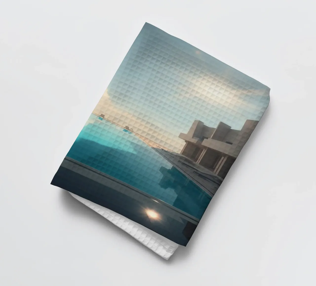 overloopzwembad in een luxe resort theedoek van DesignDoodle