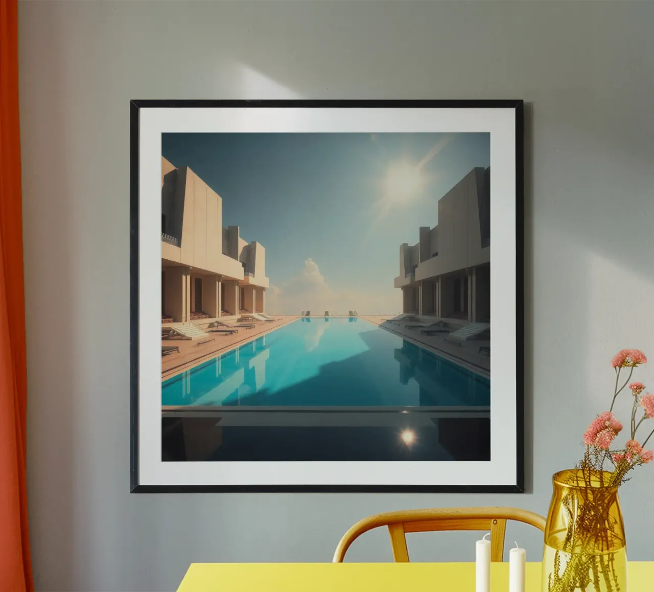 Piscina a sfioro in un resort di lusso carta hahnemühle da DesignDoodle