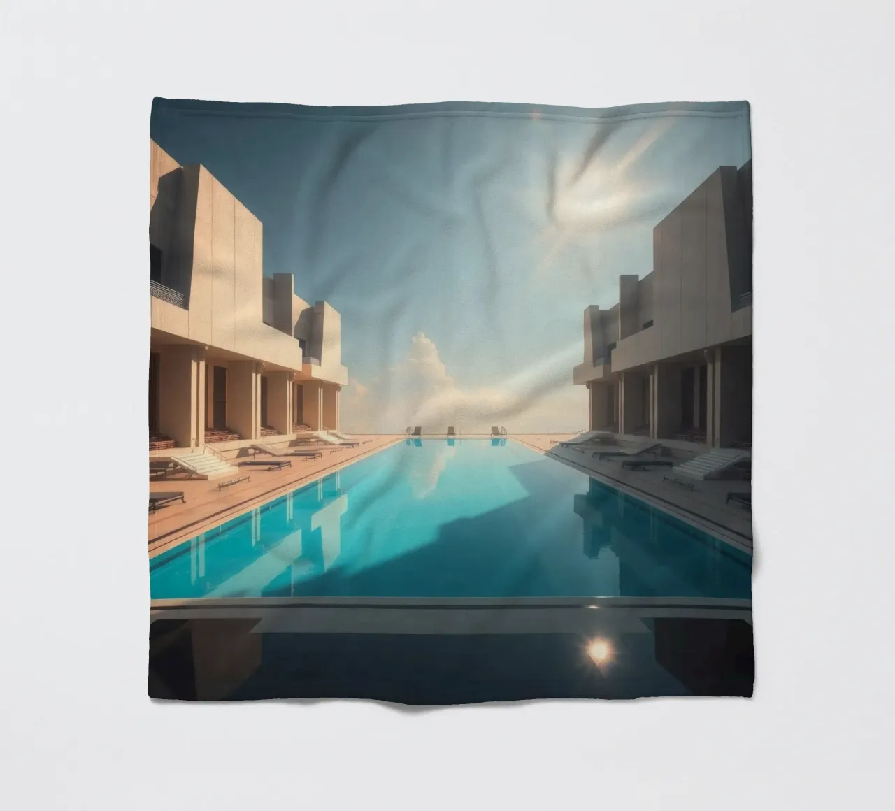 overloopzwembad in een luxe resort fleecedeken van DesignDoodle