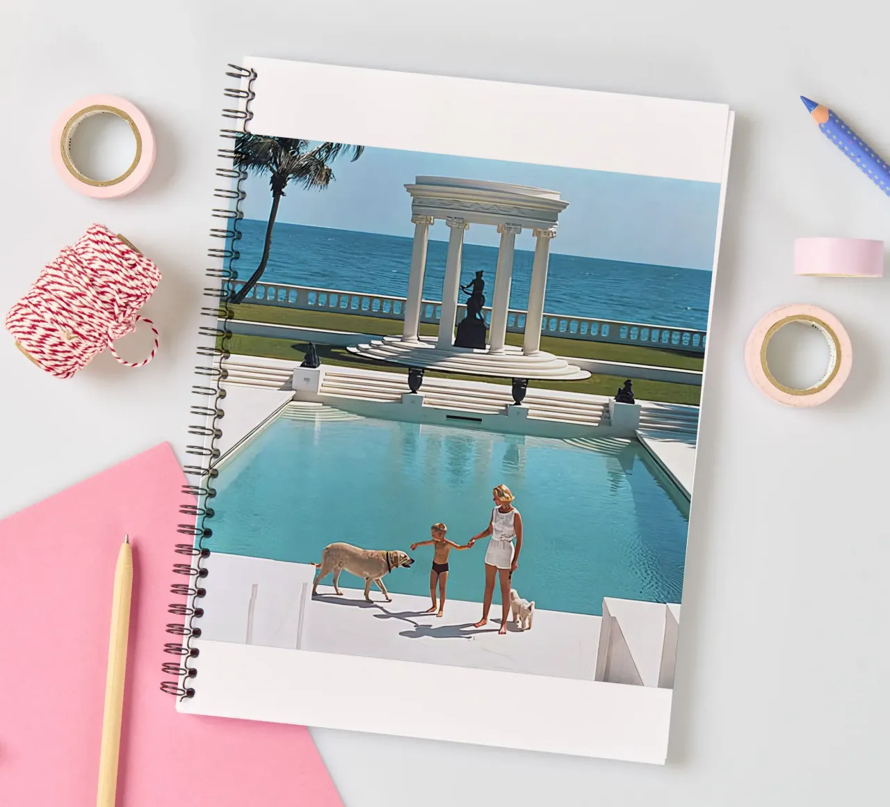 Nice Pool by Slim Aarons spiral notebook by tokovictory