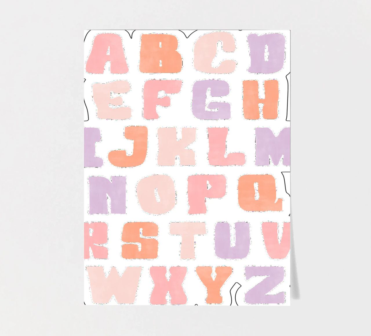 Alphabet Print, Educational Kids Art, Playroom Decor, Pastel sticker sheet by ABC Prints