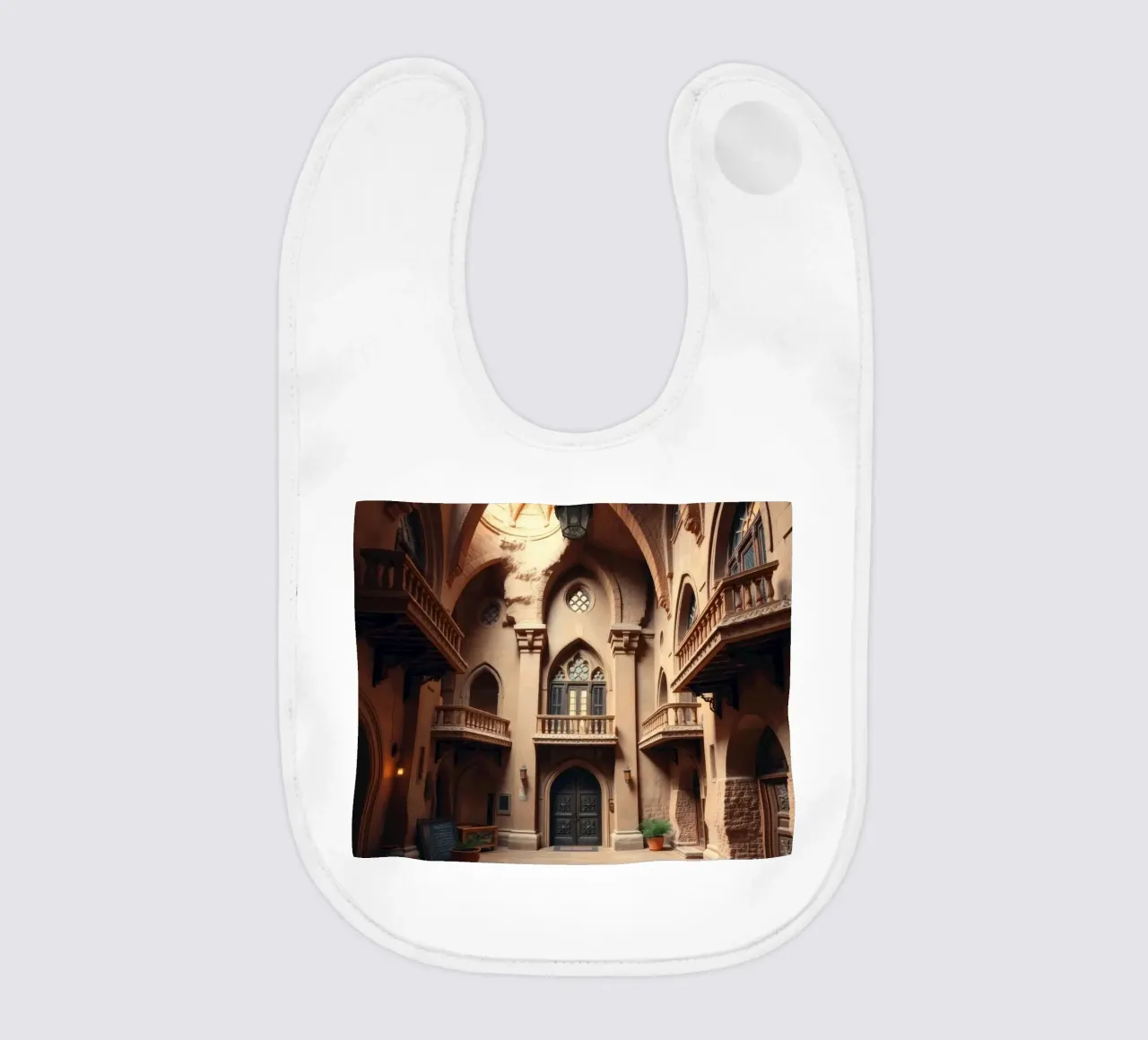 Architectural beauty of an ancient courtyard baby bib by DesignDoodle