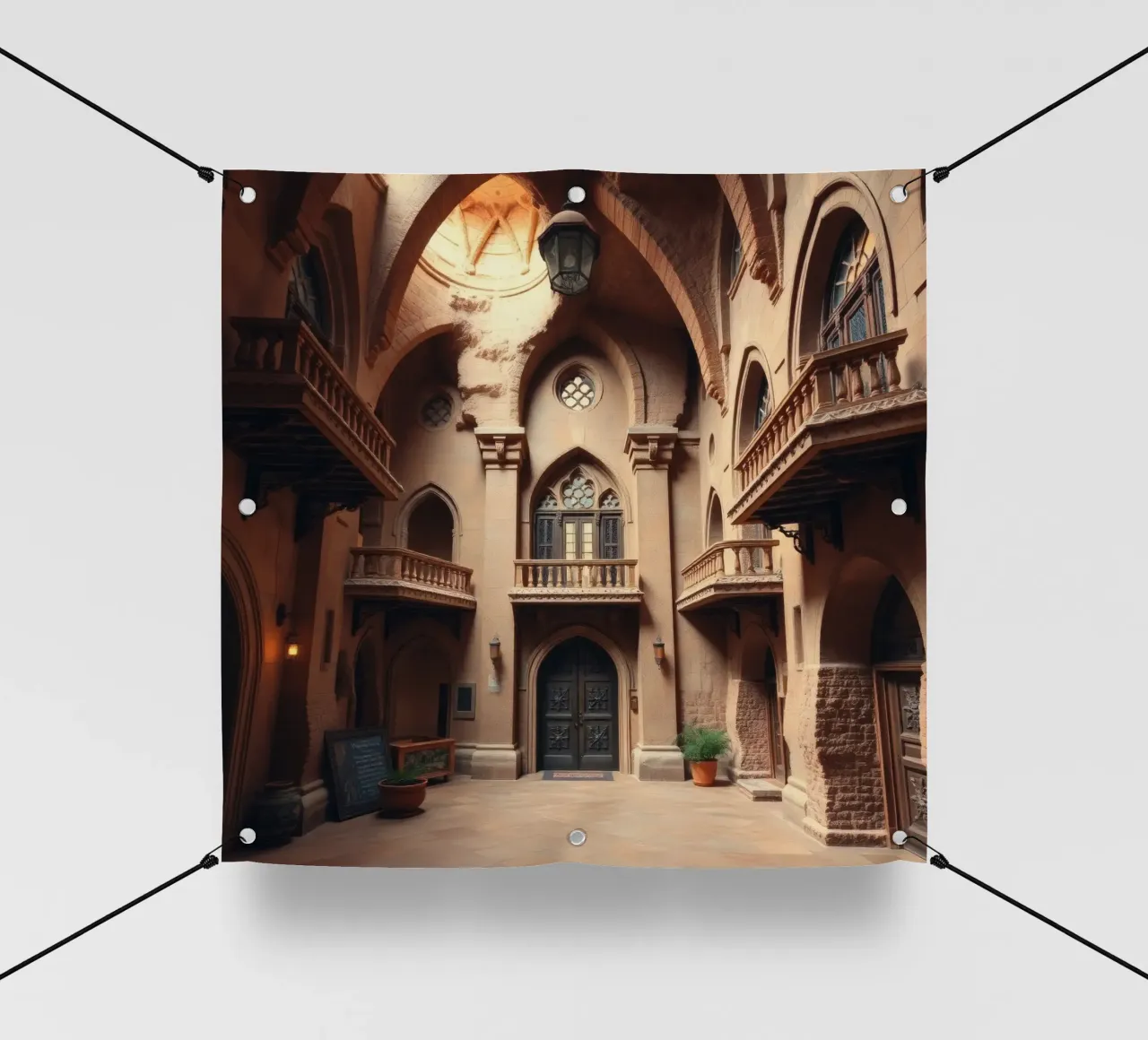Beauté architecturale d'une ancienne cour bâche pvc de DesignDoodle