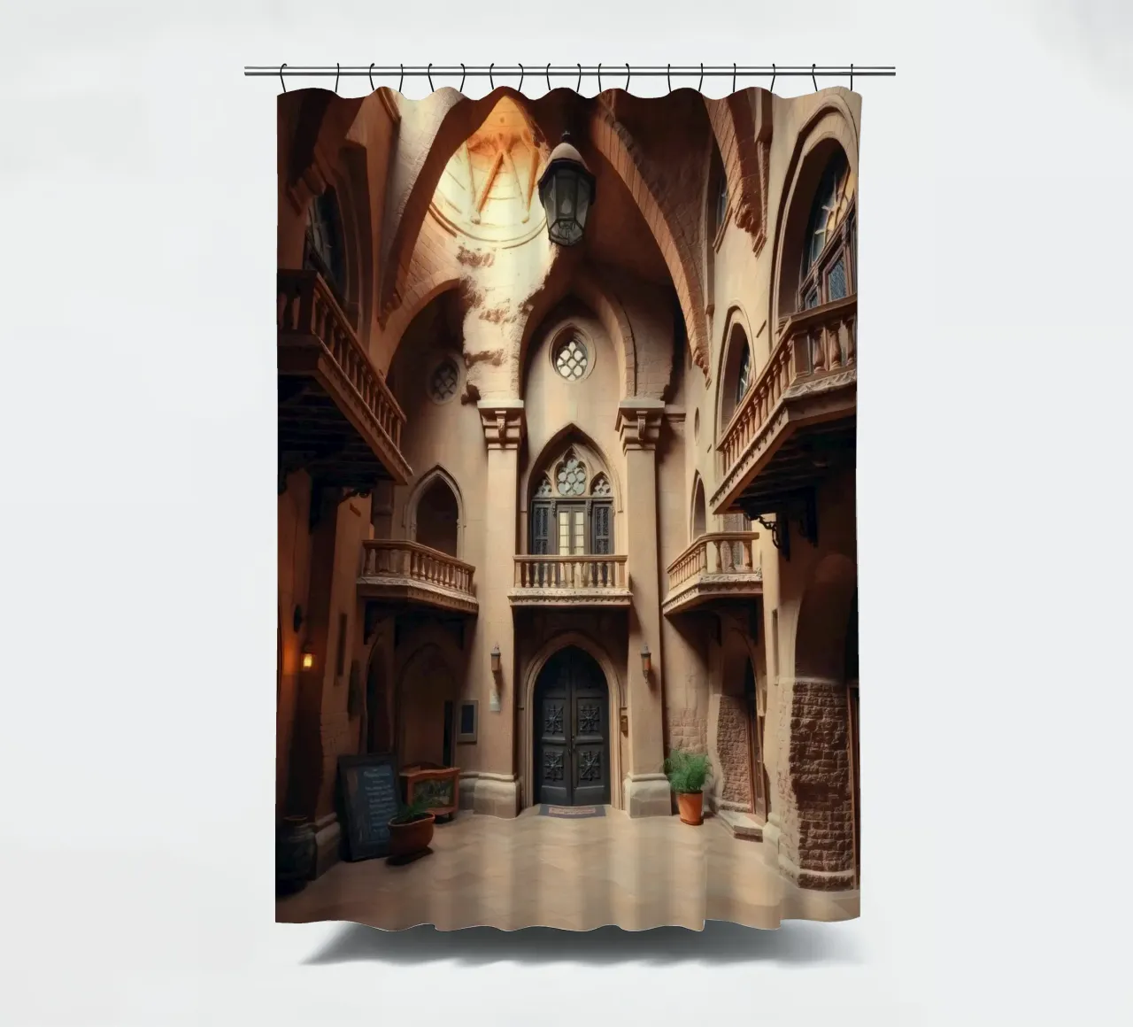 Architectural beauty of an ancient courtyard shower curtain by DesignDoodle