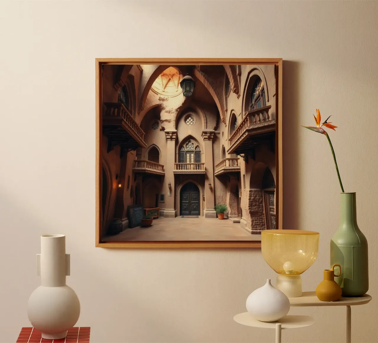 Beauté architecturale d'une ancienne cour toile avec Caisse américaine de DesignDoodle