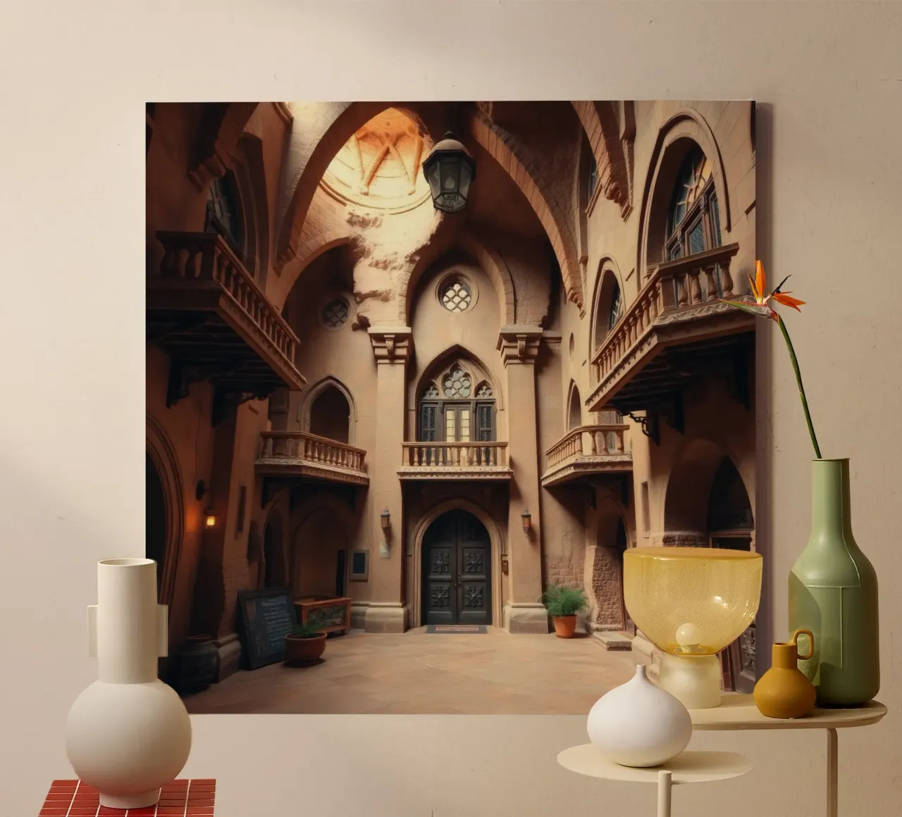 Beauté architecturale d'une ancienne cour toile avec Caisse américaine de DesignDoodle