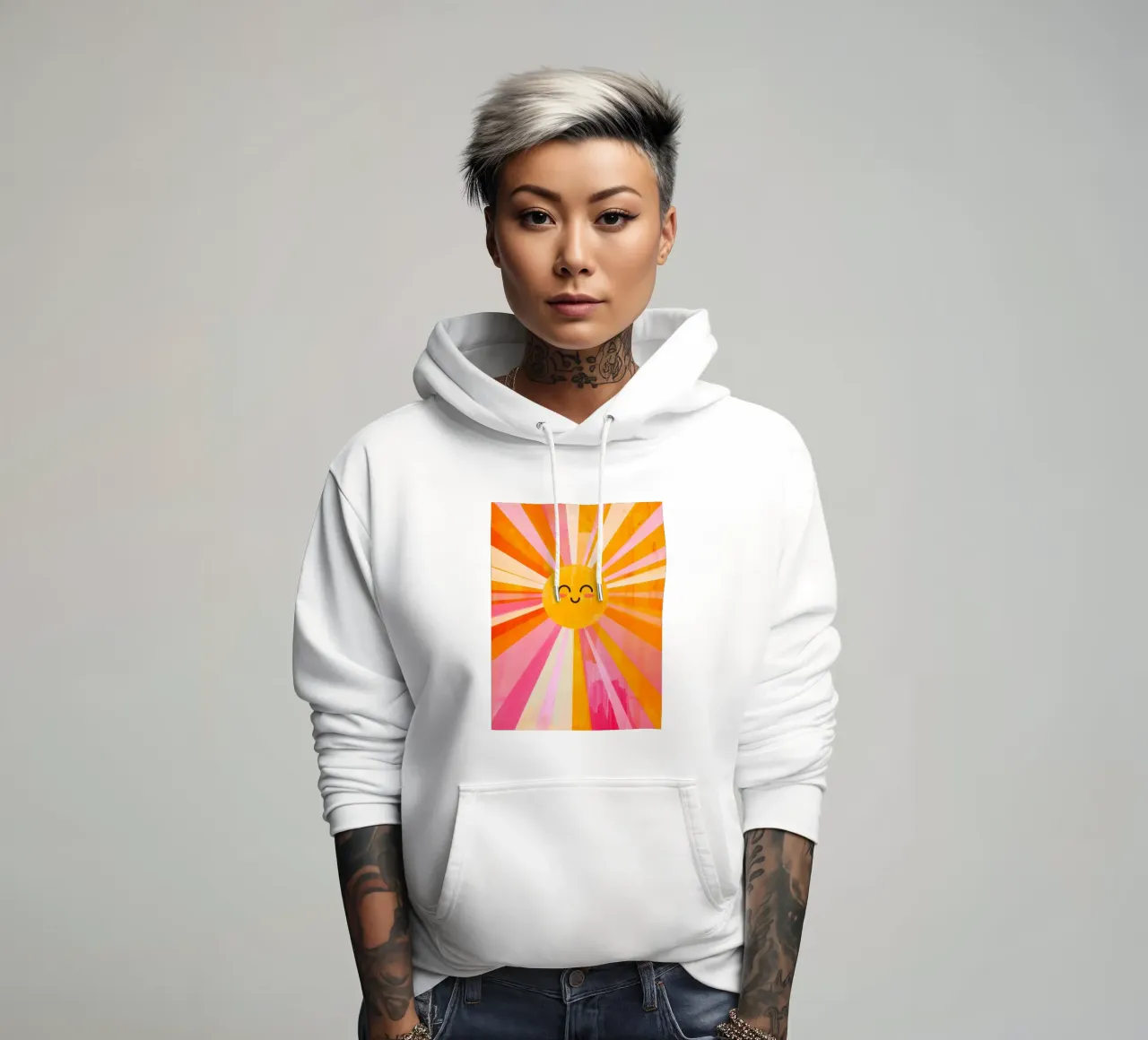 Sunshine Print, Happy Sun Poster, Sunshine Vibrant Art hoodie by ABC Prints