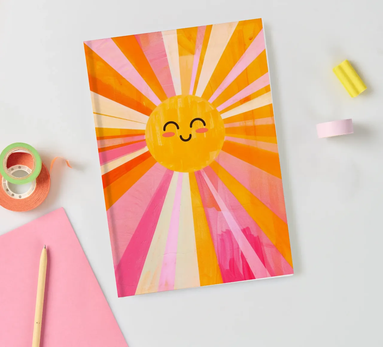 Sonnenschein Druck, Happy Sun Poster, Sunshine Vibrant Art Notizbuch von ABC Prints