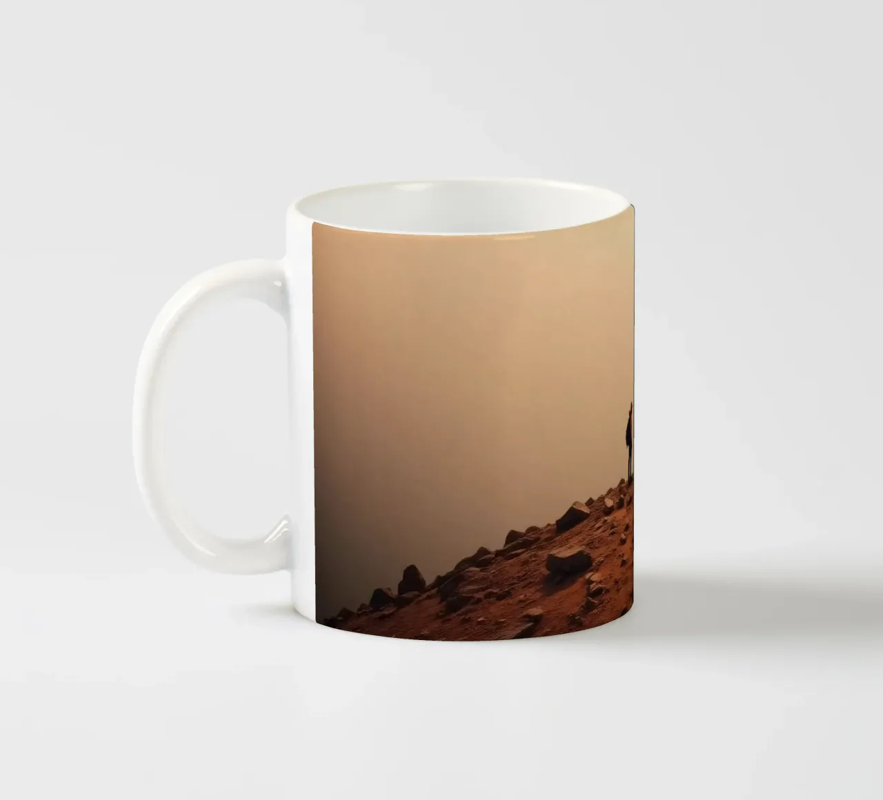 Transition between two worlds while hiking a mountain at sun ceramic mug by DesignDoodle