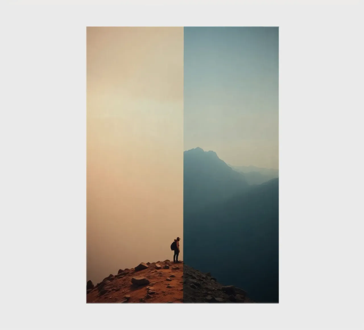 Transition between two worlds while hiking a mountain at sun notebook by DesignDoodle