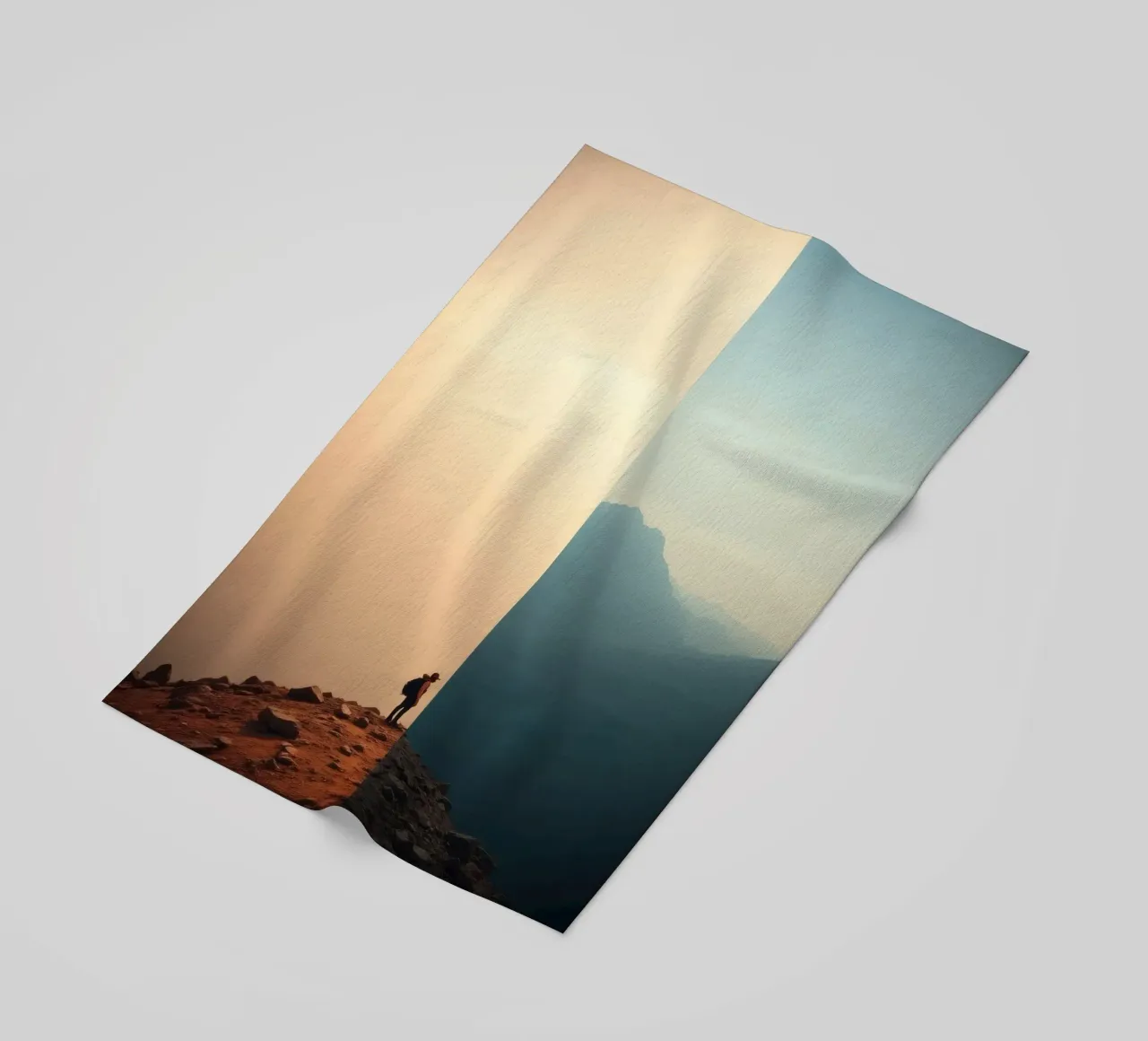 Transition between two worlds while hiking a mountain at sun beach towel by DesignDoodle