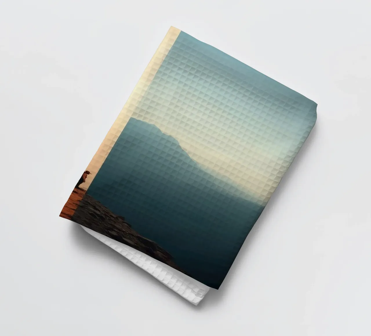 Transition between two worlds while hiking a mountain at sun tea towel by DesignDoodle