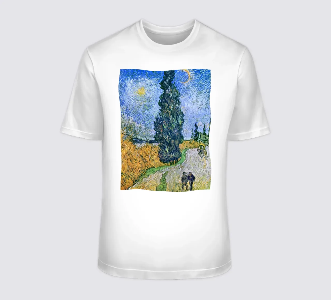 Vincent van Gogh - Strada con cipresso e stella (1890) t-shirt da Venus Art