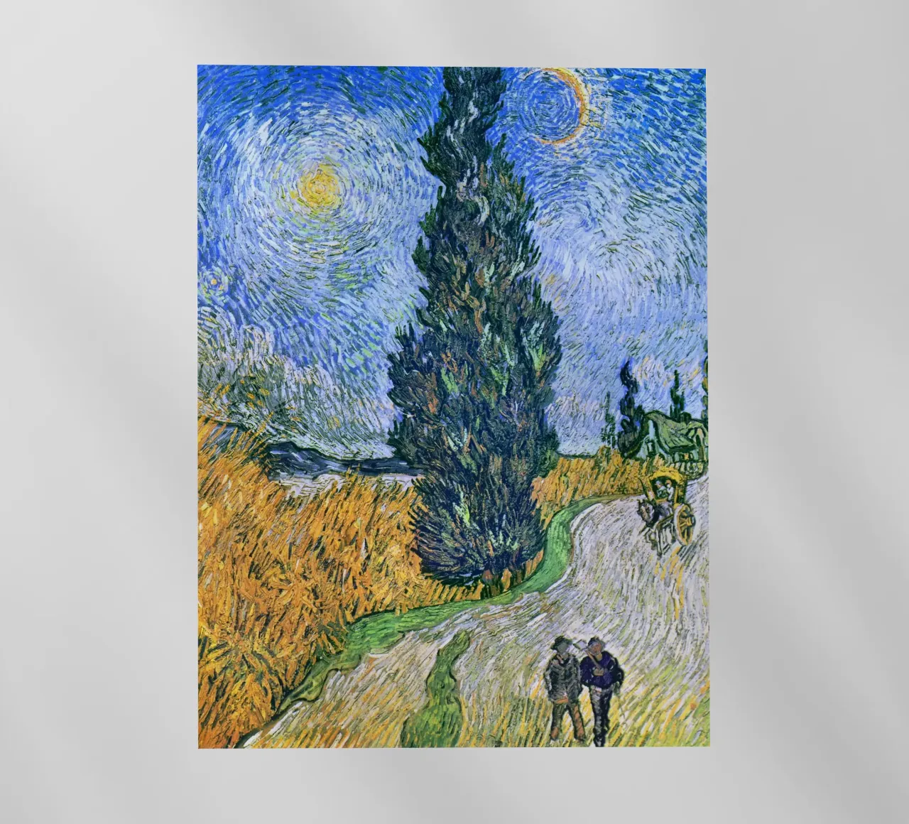 Vincent van Gogh - Strada con cipresso e stella (1890) pellicola backlit da Venus Art