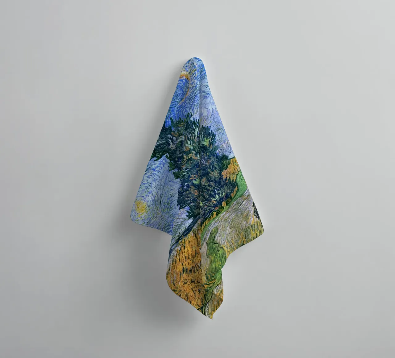 Vincent van Gogh – Road with Cypress and Star (1890) towel by Venus Art