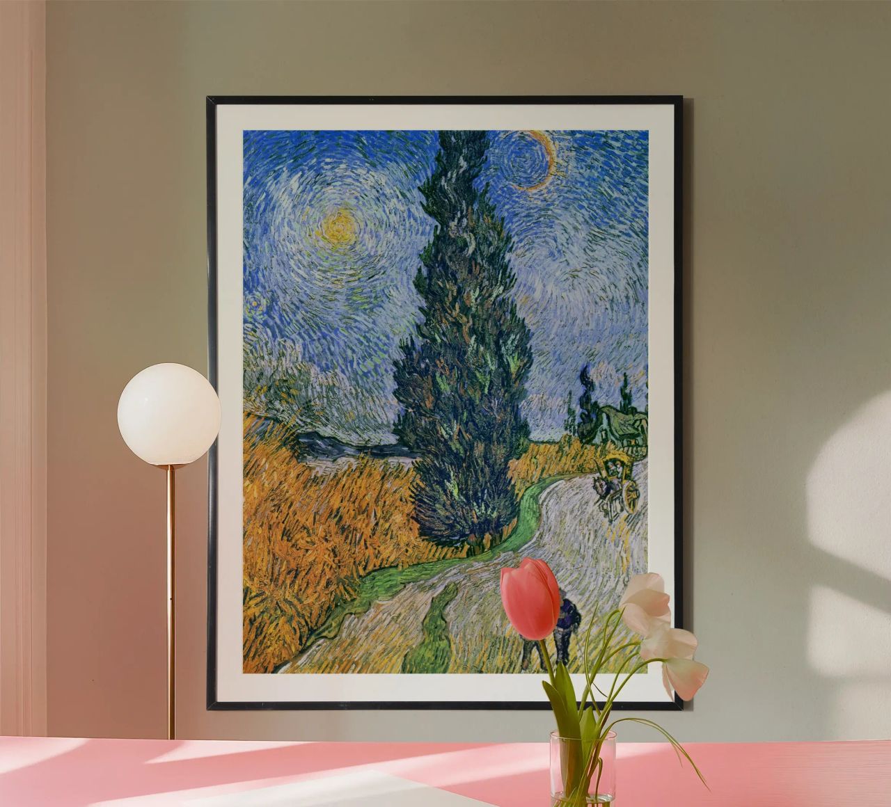 Vincent van Gogh - Straße mit Zypresse und Stern (1890) Poster von Venus Art