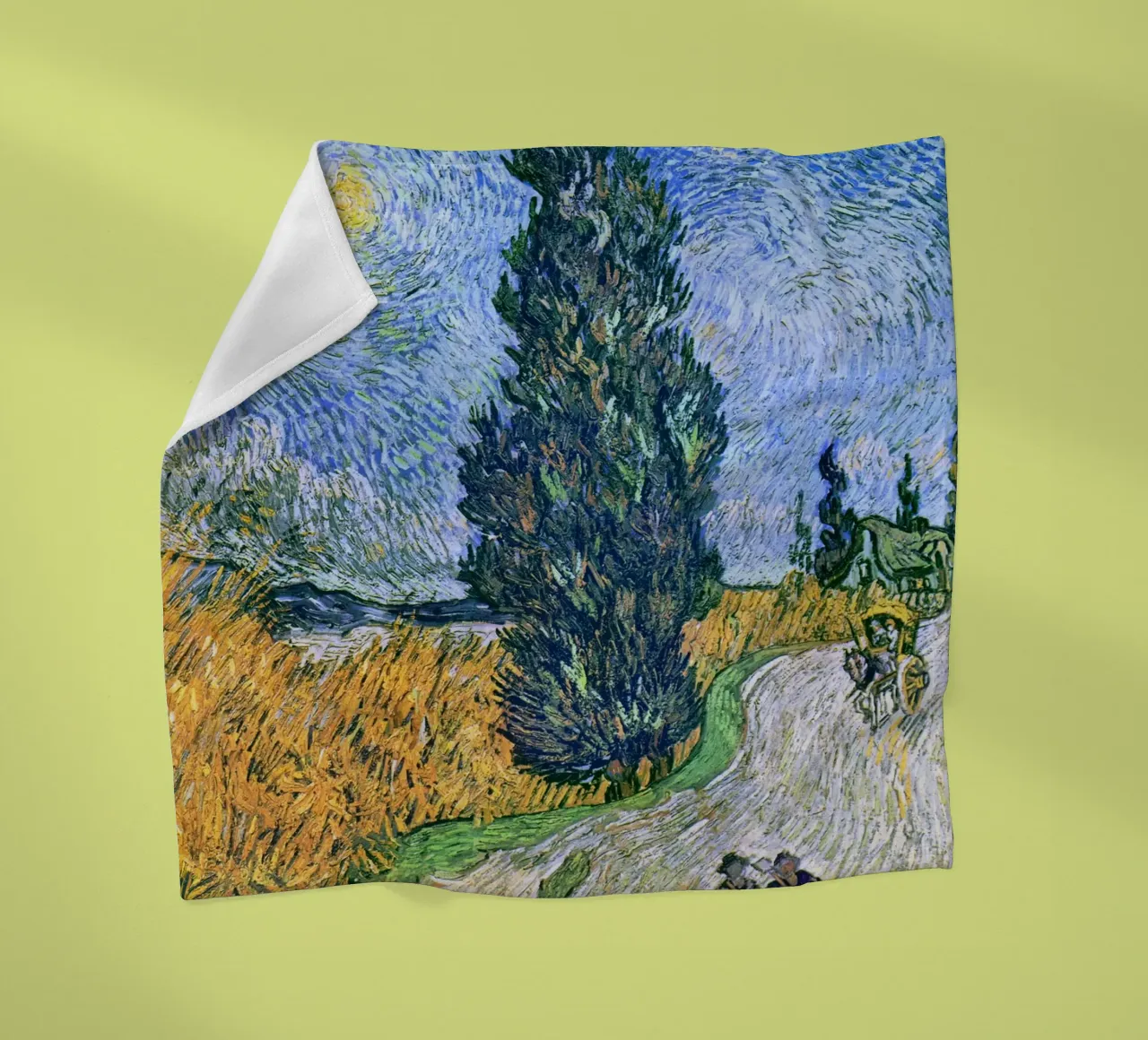 Vincent van Gogh - Strada con cipresso e stella (1890) coperta in pile da Venus Art