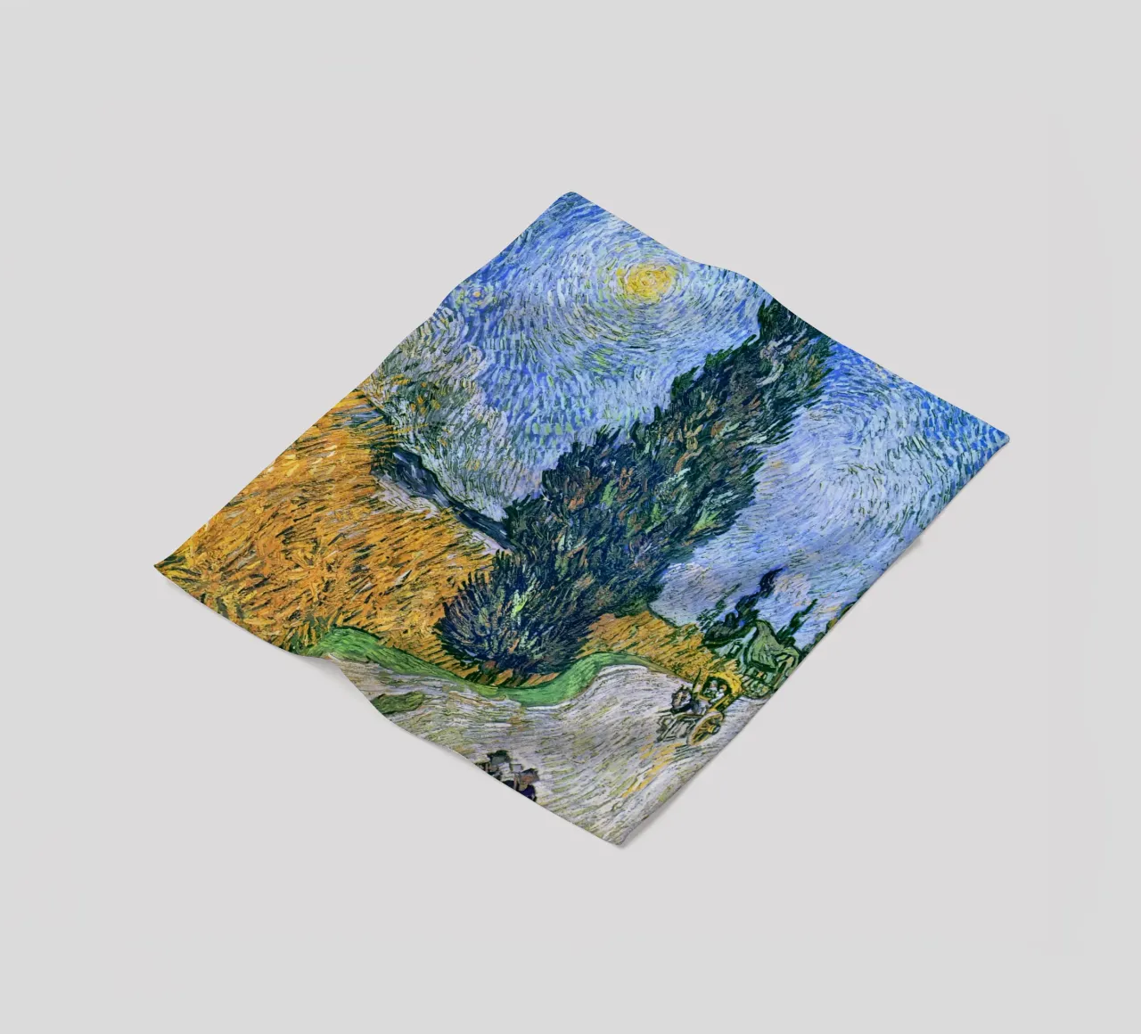 Vincent van Gogh - Strada con cipresso e stella (1890) coperta in pile da Venus Art