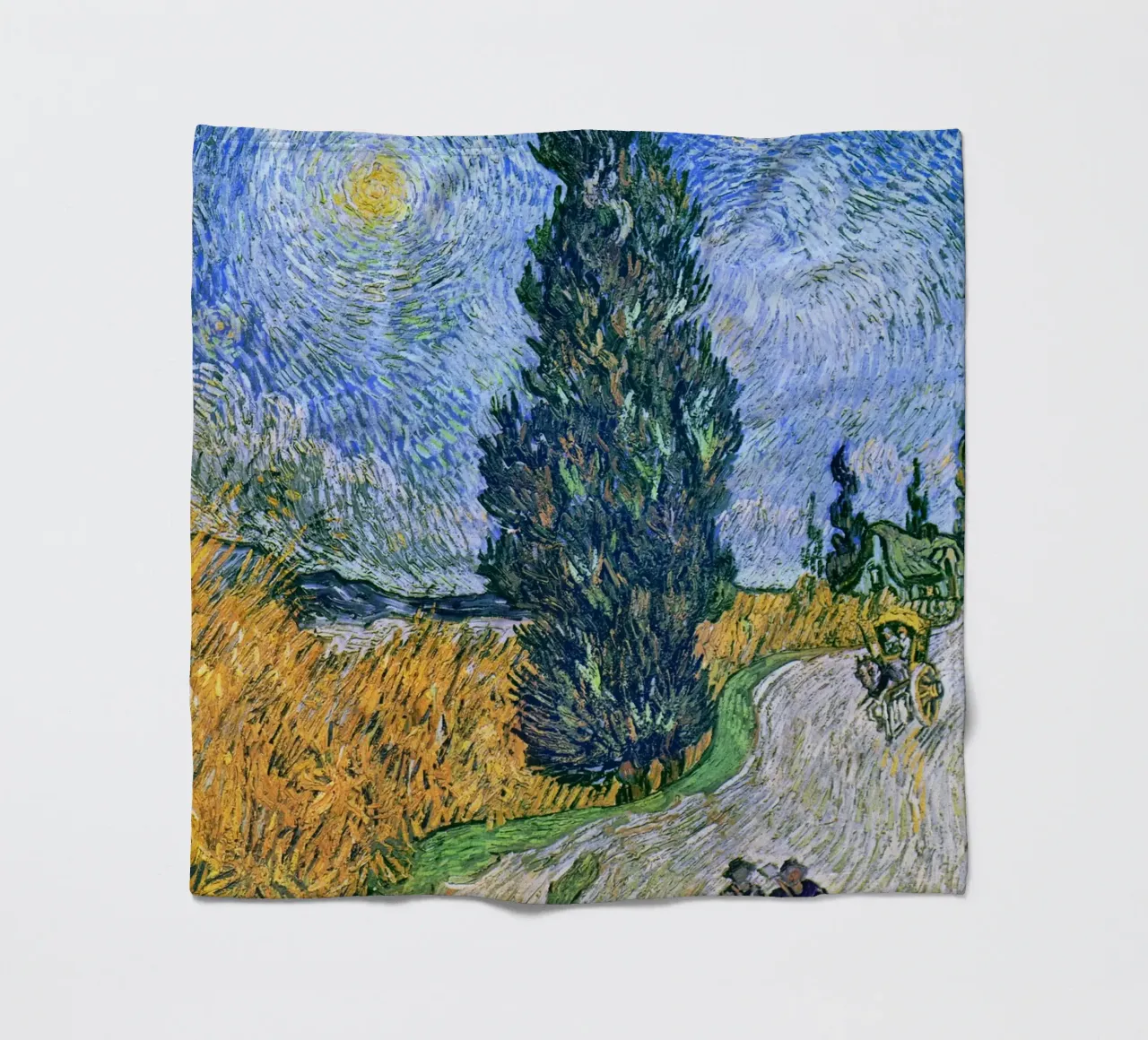 Vincent van Gogh - Strada con cipresso e stella (1890) coperta in pile da Venus Art