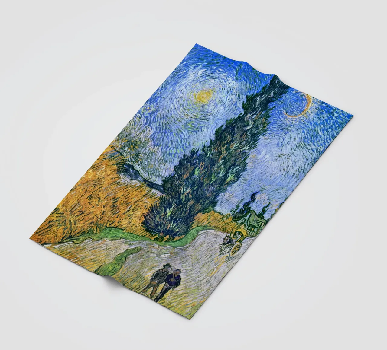Vincent van Gogh - Strada con cipresso e stella (1890) coperta in pile da Venus Art
