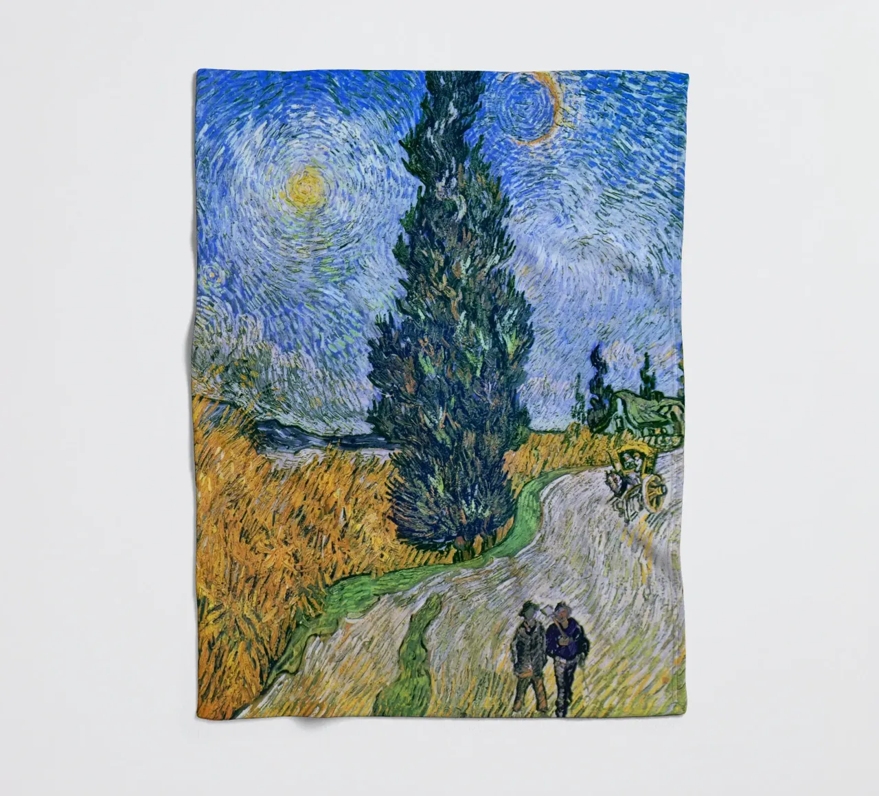Vincent van Gogh - Strada con cipresso e stella (1890) coperta in pile da Venus Art