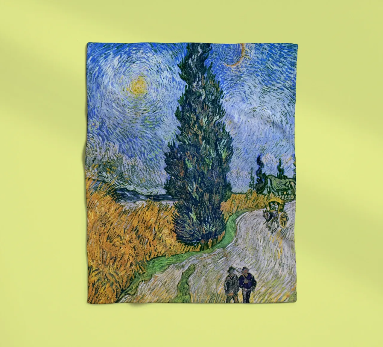 Vincent van Gogh - Strada con cipresso e stella (1890) coperta in pile da Venus Art