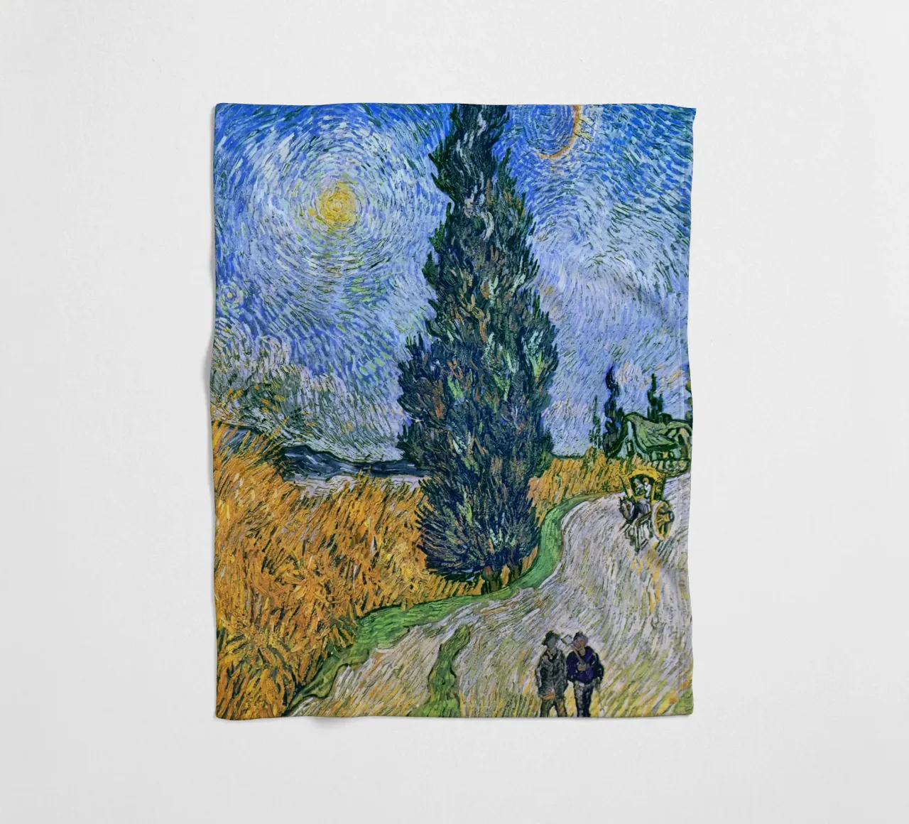 Vincent van Gogh - Strada con cipresso e stella (1890) coperta in pile da Venus Art