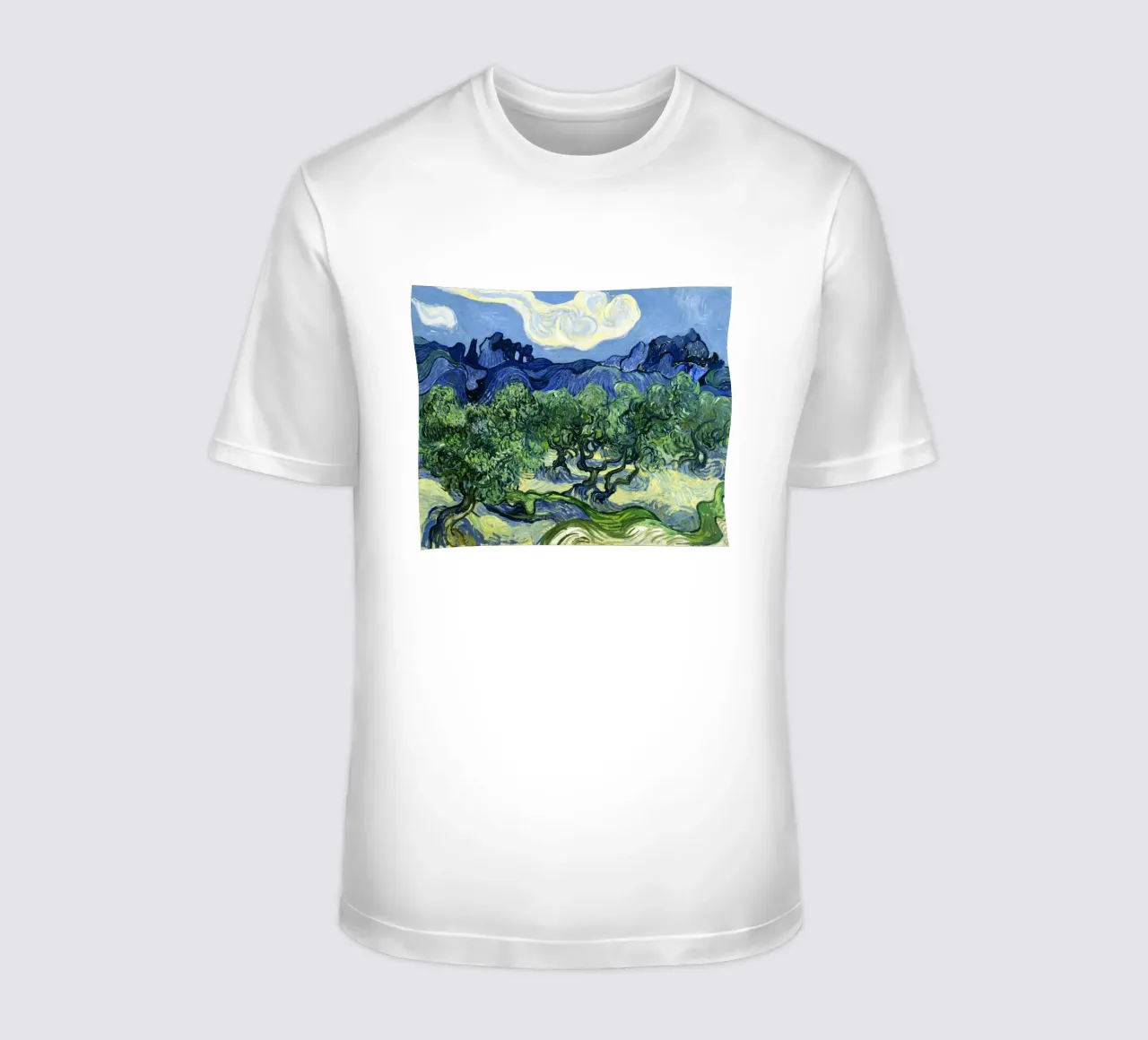 Vincent van Gogh's Olive Trees with the Alpilles in the Back t-shirt da Venus Art