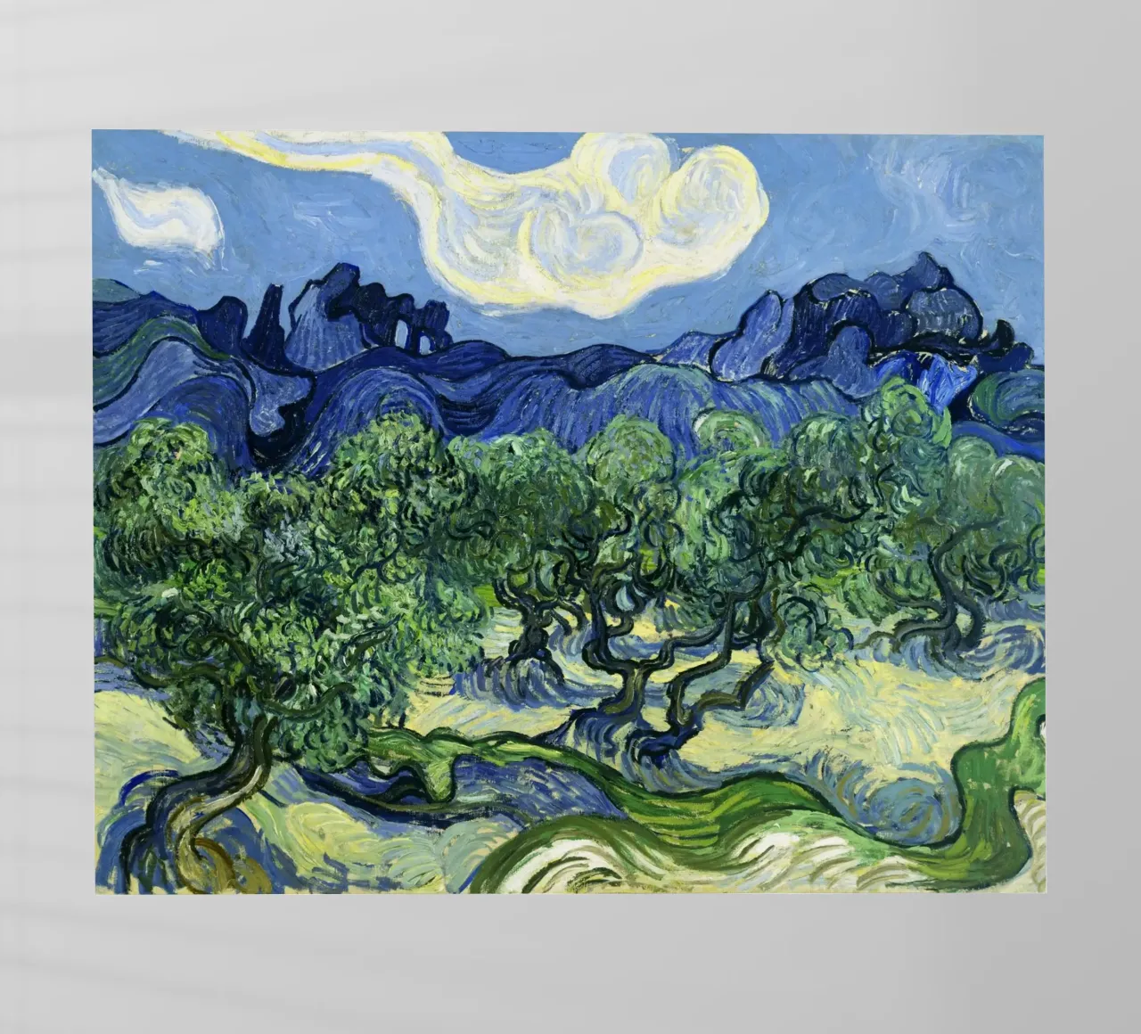 Vincent van Gogh's Olive Trees with the Alpilles in the Back pellicola backlit da Venus Art