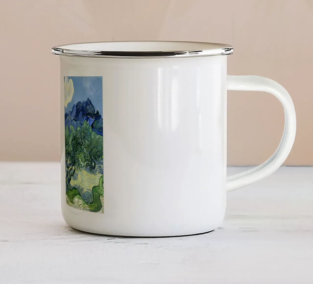 Vincent van Gogh's Olive Trees with the Alpilles in the Back tazza in smalto da Venus Art