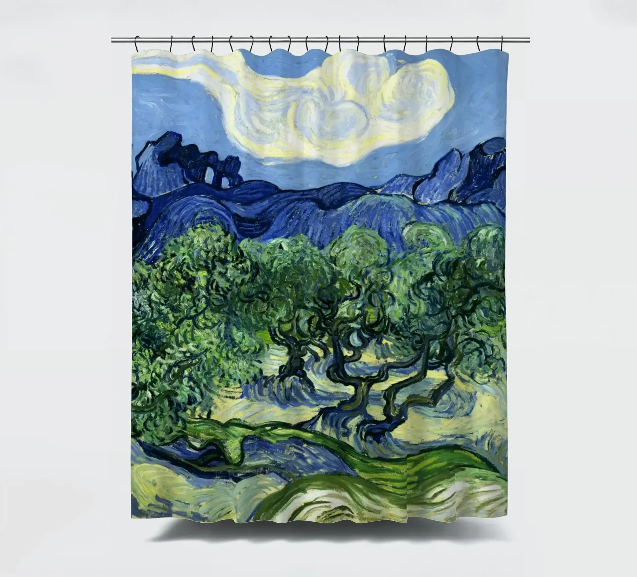 Vincent van Gogh's Olive Trees with the Alpilles in the Back tenda da doccia da Venus Art