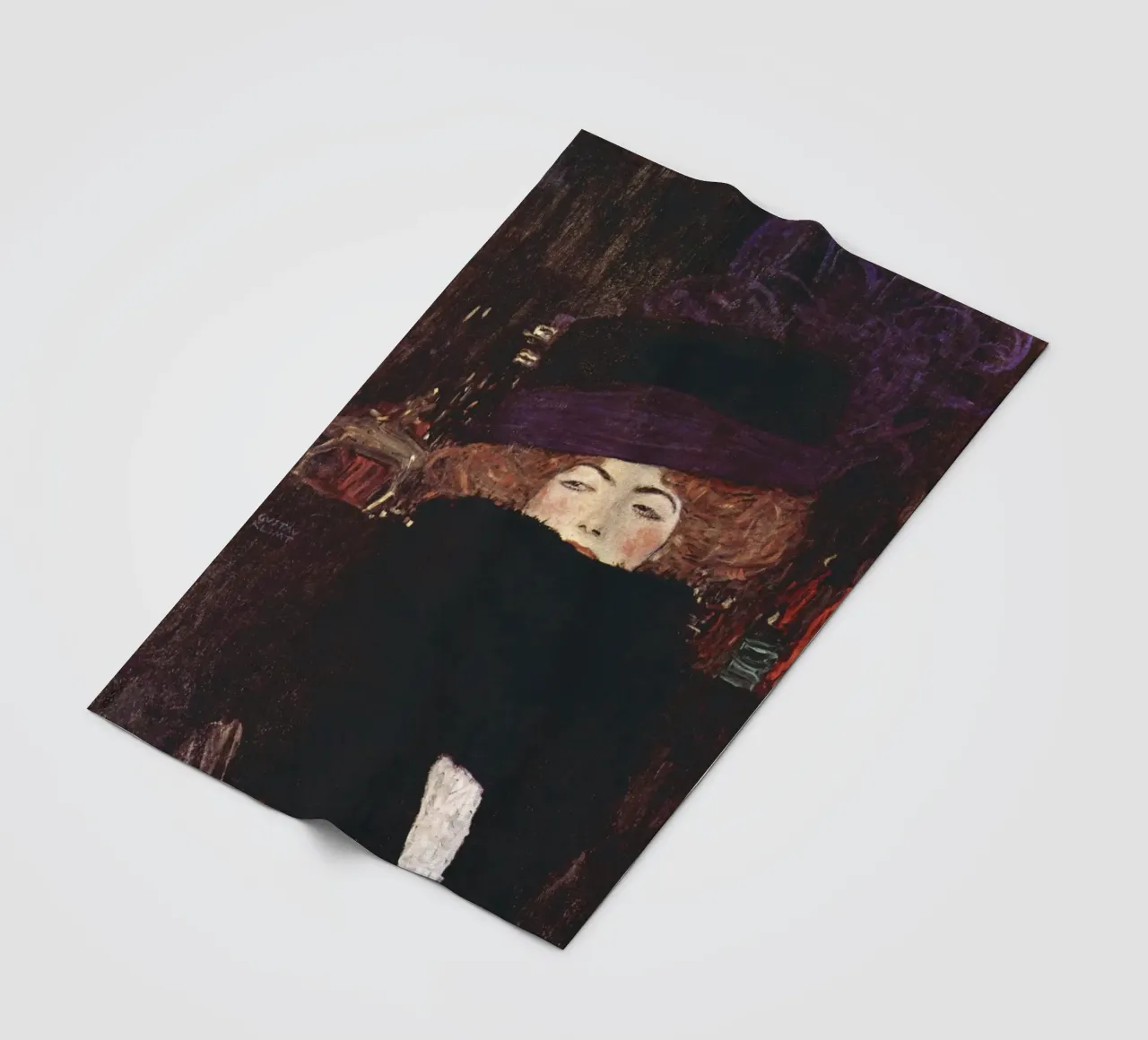 Dama con cappello e boa di piume di Gustav Klimt (1909) coperta in pile da Venus Art