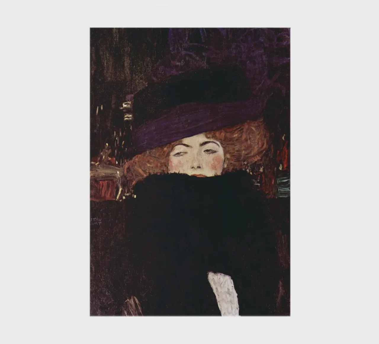 Dama con cappello e boa di piume di Gustav Klimt (1909) diario da Venus Art