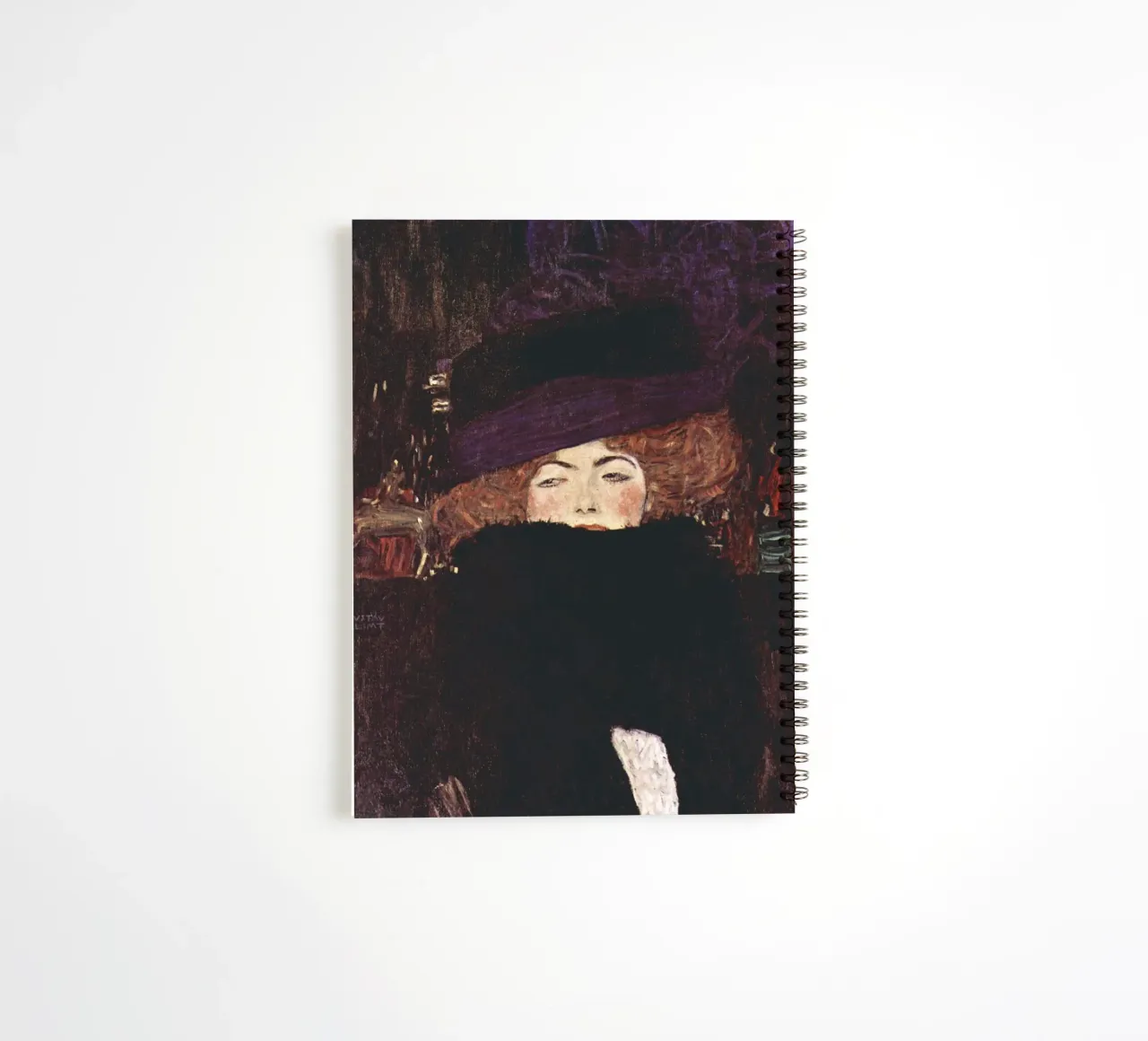 Gustav Klimt's Lady with Hat and Feather Boa (1909) spiral notebook by Venus Art