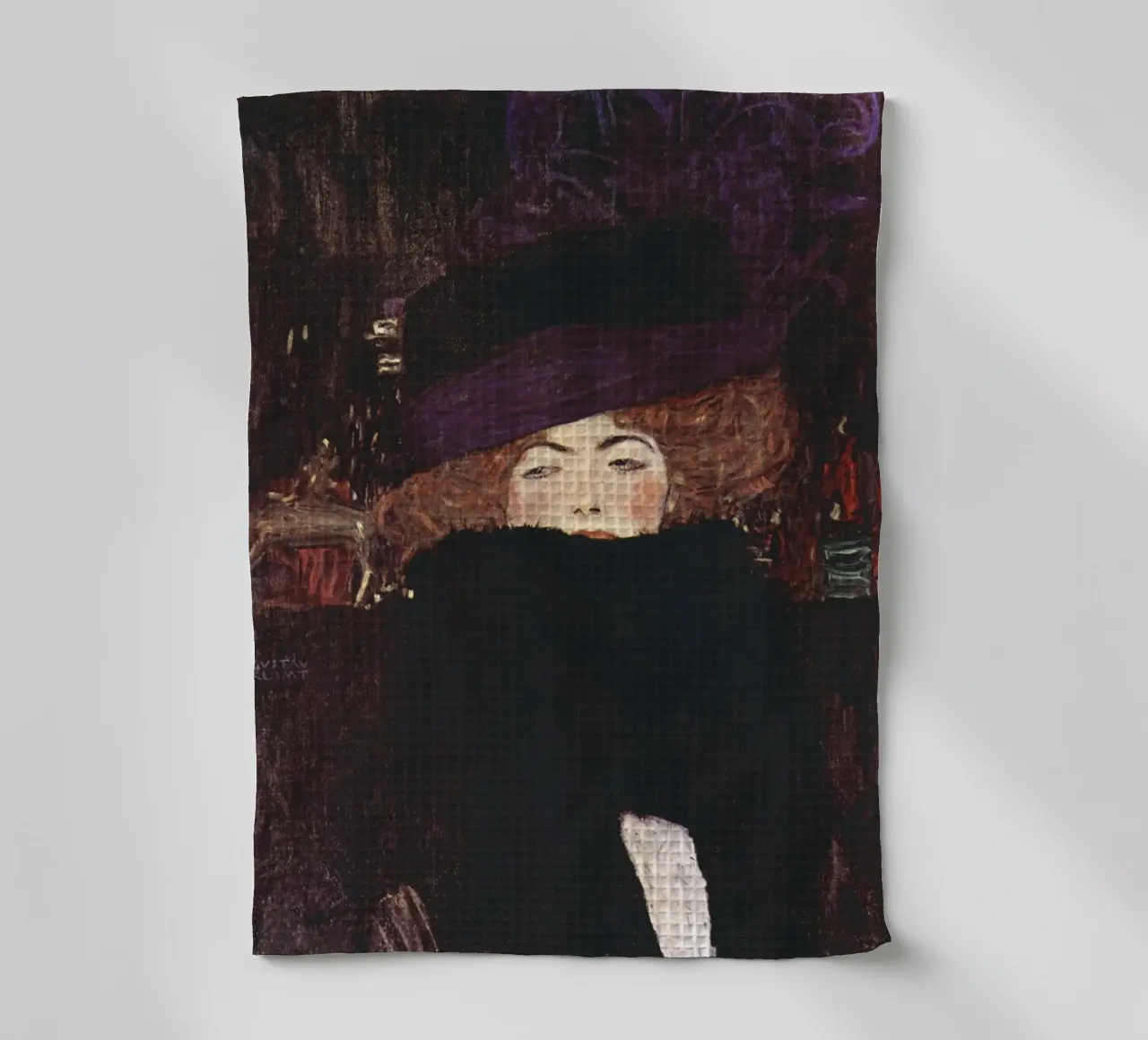 Dama con cappello e boa di piume di Gustav Klimt (1909) canovaccio da cucina da Venus Art