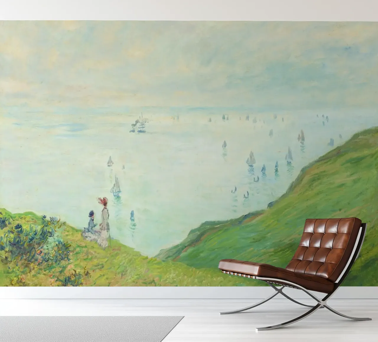 Claude Monet - Kliffen bij Pourville (1882) fotobehang van Monet Art Prints