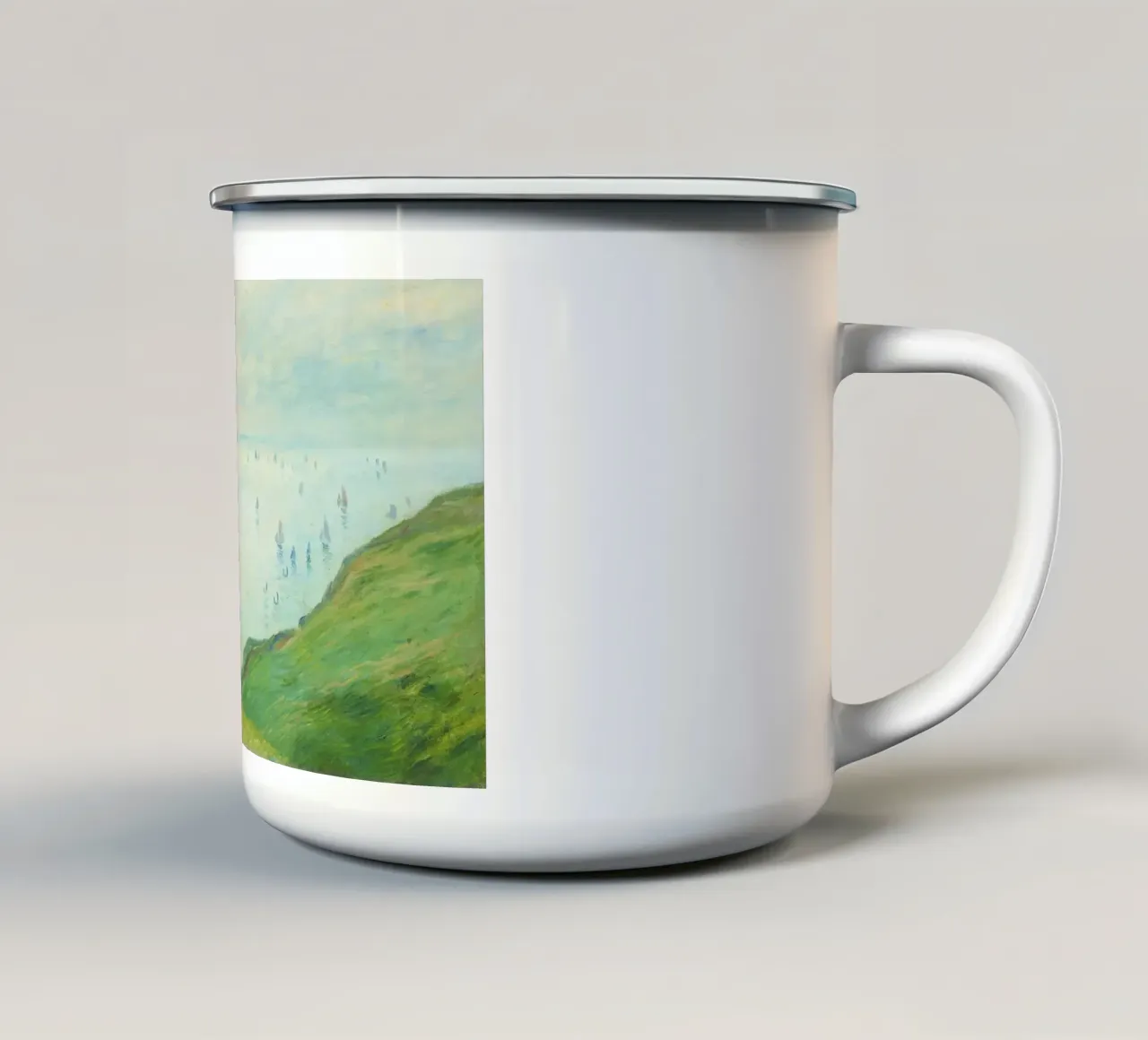 Claude Monet - Scogliere di Pourville (1882) tazza in smalto da Monet Art Prints