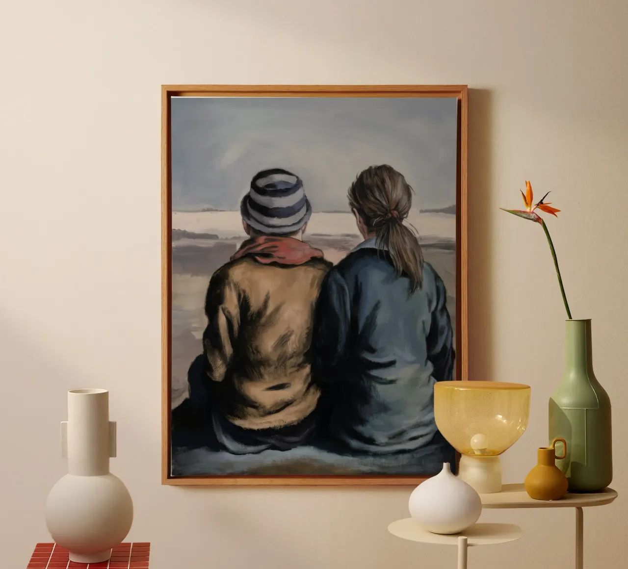 Le spalle abbracciano il silenzio tela con Cornice a cassetta da Solestice Strokes