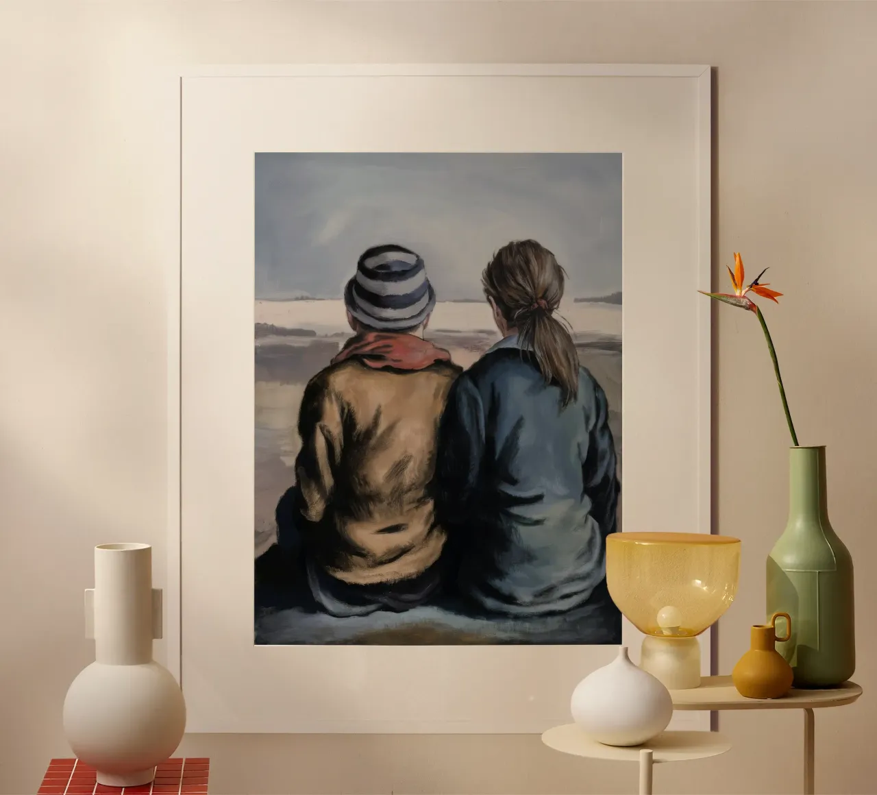 Le spalle abbracciano il silenzio poster con telaio in alluminio da Solestice Strokes