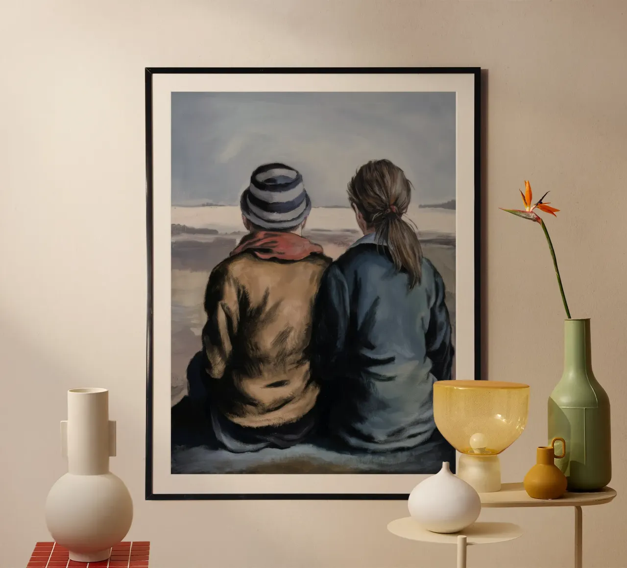 Le spalle abbracciano il silenzio poster con telaio in alluminio da Solestice Strokes