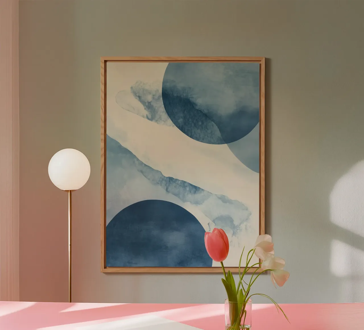 Abstrakte blaue Formen Alu-Dibond von LaylaOzHome