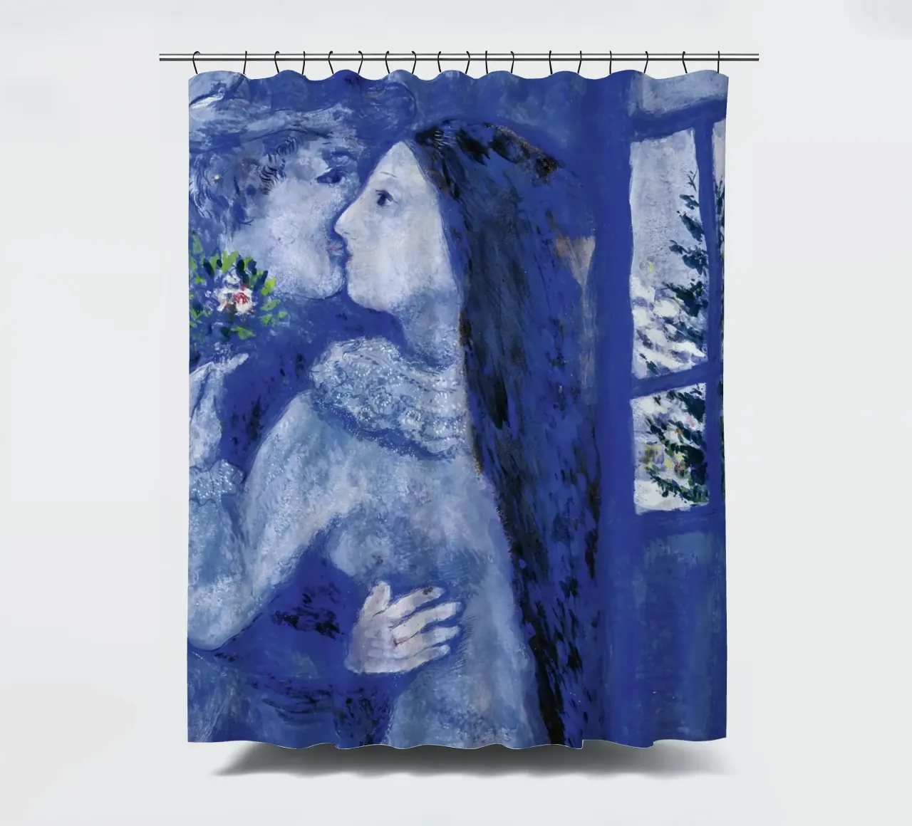 Marc Chagall Der Kuss (Die Liebenden in Blau) Duschvorhang von Kunze Gallery